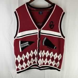 Vintage Oklahoma Sooners OU Sweater Vest Womens XL Knit NCAA
